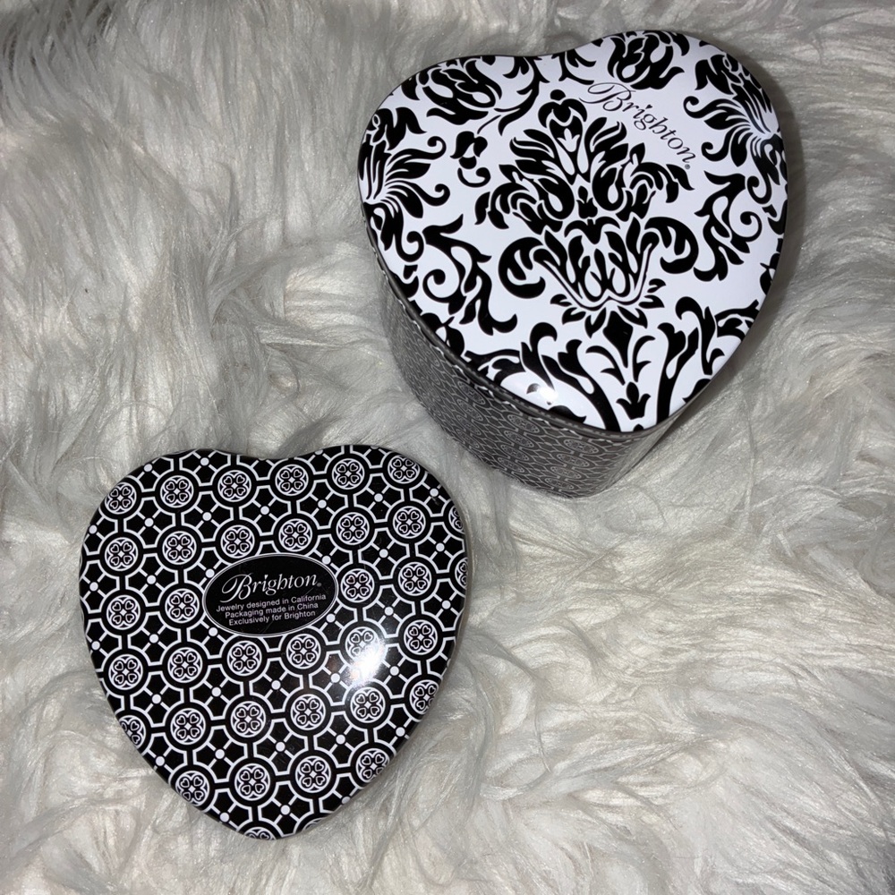 Brighton Black and‎ White Heart Decor Boxes Set of 2 Preowned.